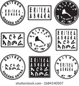 Eritrea Asmara Round Seal Map Design