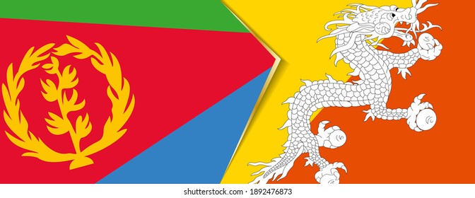 Banderas de Eritrea y Bhután, dos banderas vectoriales símbolo de relación o enfrentamiento.