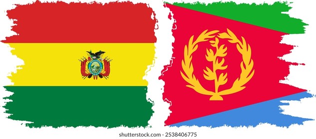 Eritrea and Bolivia grunge flags connection, vector