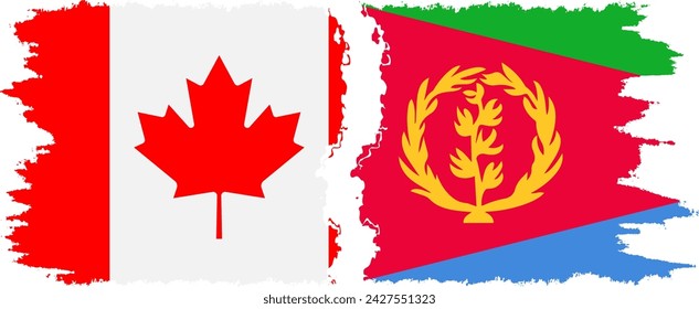 Banderas de grunge de Eritrea y Canadá conexión, vector