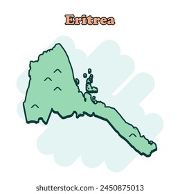Eritrea Cartoon farbige Karte Symbol in Comic-Stil. Piktogramm zur Darstellung von Country. In: Nation Geography Atlas Business Concept.	