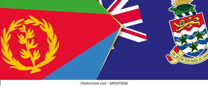 Banderas de Eritrea y las Islas Caimán, dos banderas vectoriales símbolo de relación o enfrentamiento.