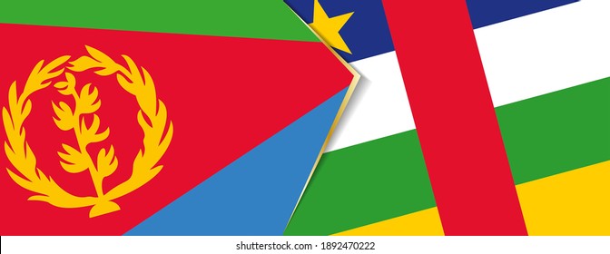 Eritrea and Central African Republic flags, two vector flags symbol of relationship or confrontation.