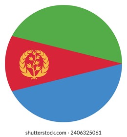 Eritrea circle flag. Button flag icon. Standard color. Circle icon flag. Computer illustration. Digital illustration. Vector illustration.