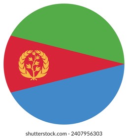 Bandera circular de Eritrea. Icono de indicador de botón. Color estándar. Indicador de icono de círculo. Ilustración del equipo. Ilustración digital. Ilustración vectorial.