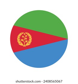 Eritrea circle flag. Button flag icon. Standard color. Circle icon flag. Computer illustration. Digital illustration. Vector illustration.