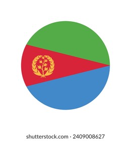 Eritrea circle flag. Button flag icon. Standard color. Circle icon flag. Computer illustration. Digital illustration. Vector illustration.
