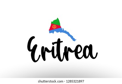 Eritrea country big text with flag inside map suitable for a logo icon design