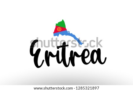 Eritrea country big text with flag inside map suitable for a logo icon design