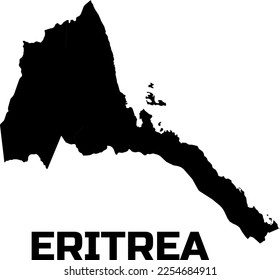 ERITREA country map  in  black.  With the  caption of the country  name " ERITREA".