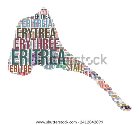 Eritrea country shape word cloud. Typography style country illustration. Eritrea image in text cloud style. Vector illustration. Stok fotoğraf © 