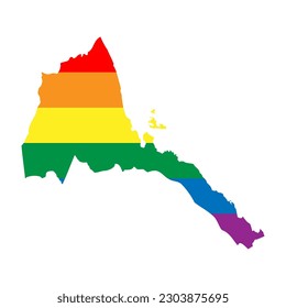 Eritrea country silhouette. Country map silhouette in rainbow colors of LGBT flag.