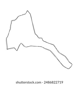 Eritrea country simplified map.Thin triple pencil sketch outline isolated on white background. Simple vector icon