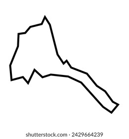 Eritrea country thick black outline silhouette. Simplified map. Vector icon isolated on white background.