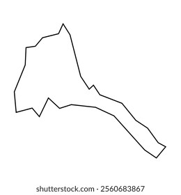 Eritrea country thin black outline silhouette. Simplified map. Vector icon isolated on white background.