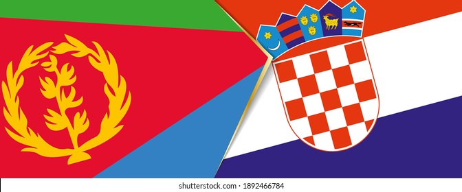 Eritrea and Croatia flags, two vector flags symbol of relationship or confrontation.