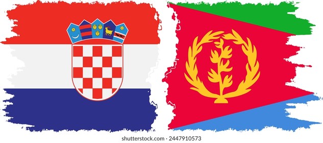 Eritrea and Croatia grunge flags connection, vector