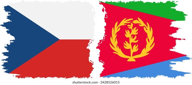 Eritrea and Czech grunge flags connection, vector