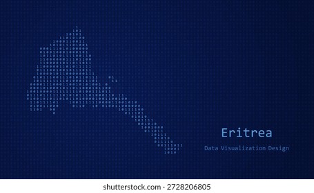 Eritrea Mapa digital formado con unos y ceros para el diseño de visualización de datos