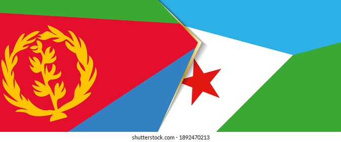 Eritrea and Djibouti flags, two vector flags symbol of relationship or confrontation.