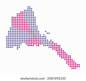 Eritrea dotted map. Digital style map of the country on white background. Eritrea shape with circle dots. Colored dots style. Large size circles. Abstract vector illustration.