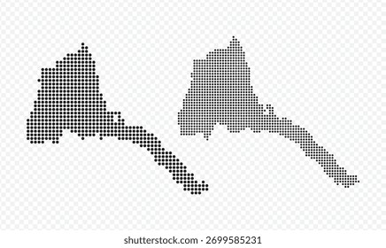 Eritrea dotted map set in black color, modern digital pixelated geographical representation