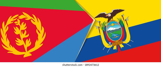 Banderas de Eritrea y Ecuador, dos banderas vectoriales símbolo de relación o enfrentamiento.