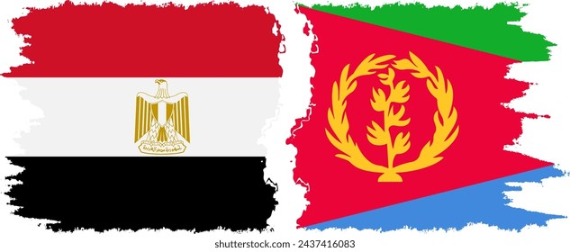 Eritrea and Egypt grunge flags connection, vector