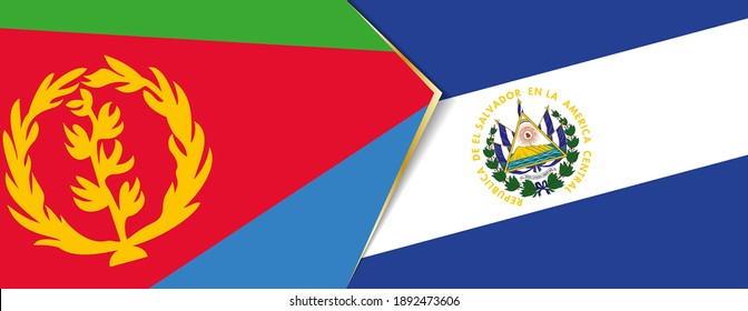 Eritrea and El Salvador flags, two vector flags symbol of relationship or confrontation.