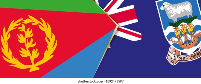 Eritrea and Falkland Islands flags, two vector flags symbol of relationship or confrontation.