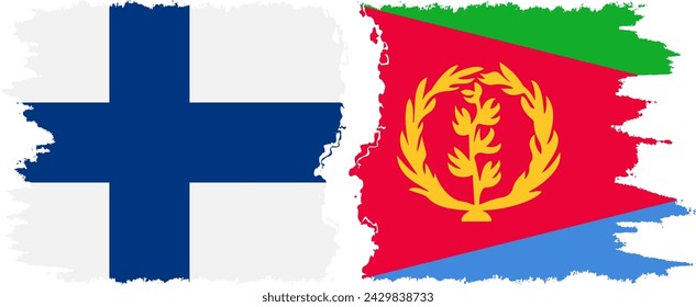 Eritrea and Finland grunge flags connection, vector