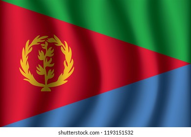 Eritrea flag background with cloth texture. Eritrea Flag  vector illustration eps10.