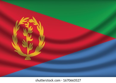 Eritrea flag background with cloth texture. Eritrea Flag vector illustration eps10. - Vector