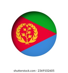 Bandera de Eritrea - detrás del agujero de papel circular cortado con sombra interior.