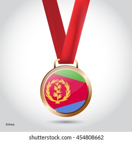 Eritrea Flag in Bronze Medal. Olympic Game Bronze Medal. Vector Illustration