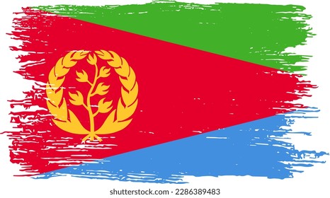 Eritrea flag with brush paint textured isolated  on png