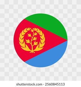 Eritrea flag - circle vector flag isolated on checkerboard transparent background