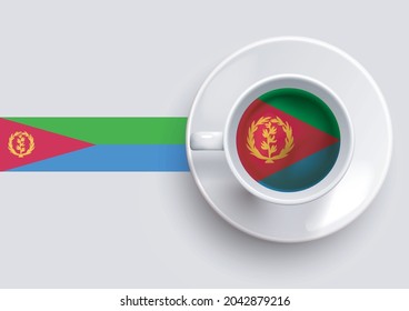 Bandera de Eritrea con café en la parte superior, ilustración vectorial. 
