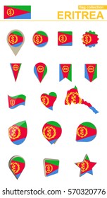 Eritrea Flag Collection. Big set for design. Vector Illustration.