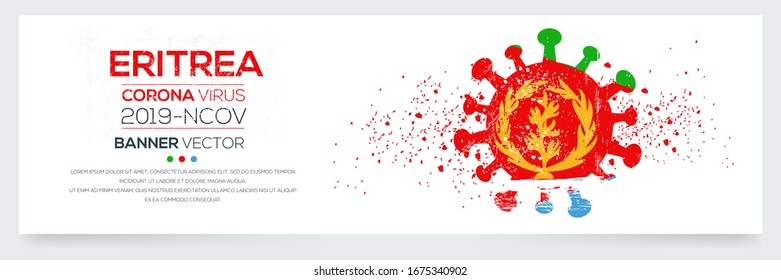 Eritrea flag with corona virus Symbol, (2019-nCoV), vector illustration.