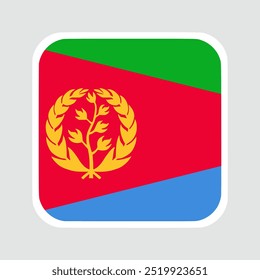 eritrea flag, flat vector square with rounded corners and white border. vector illustration