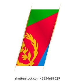 Eritrea flag in the form of a banner with waving effect and shadow. Modern vector design.