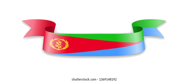 Eritrea flag in the form of wave ribbon. Vector illustration.