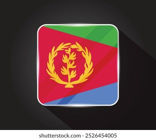 Eritrea-Flagge glänzend quadratisch Symbolgrafik 