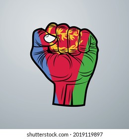Bandera de Eritrea con diseño manual aislado en fondo blanco. Ilustración del vector