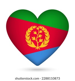 Eritrea flag in heart shape. Vector illustration.