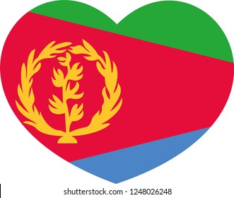 Eritrea flag in a Heart vector, sticker, language
