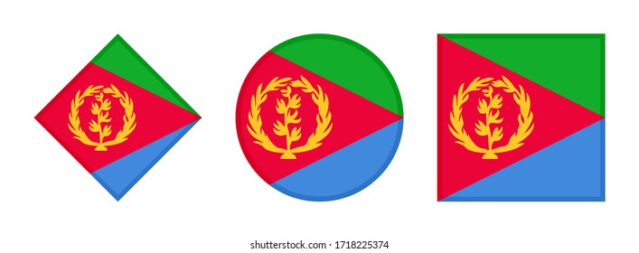 eritrea flag icon set, isolated on white background