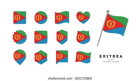 Eritrea flag icon set vector illustration