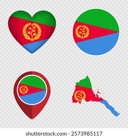 Eritrea Flag Icons Pack. Vector illustration.